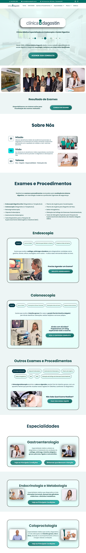 Captura completa do site da Clínica Dagostin