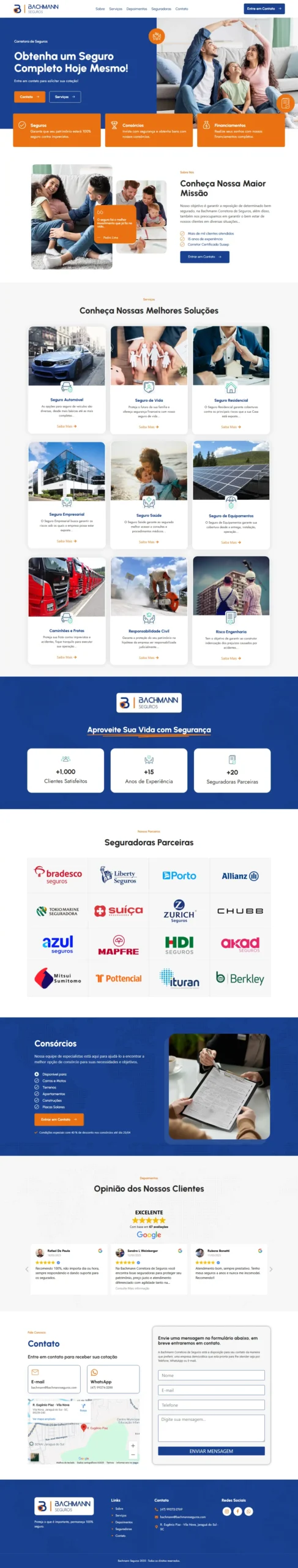 Captura completa do site da Bachmann Seguros