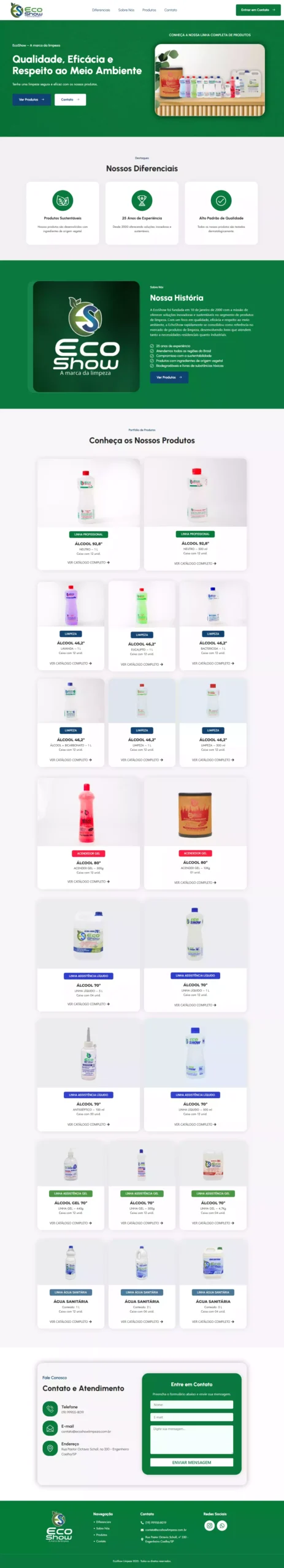 Captura completa do site da EcoShow Limpeza