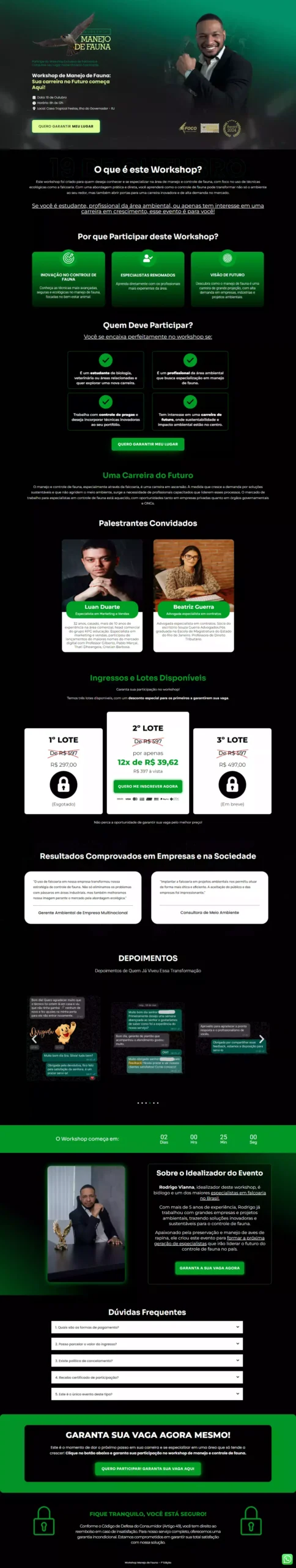 Captura completa do site Manejo de Fauna