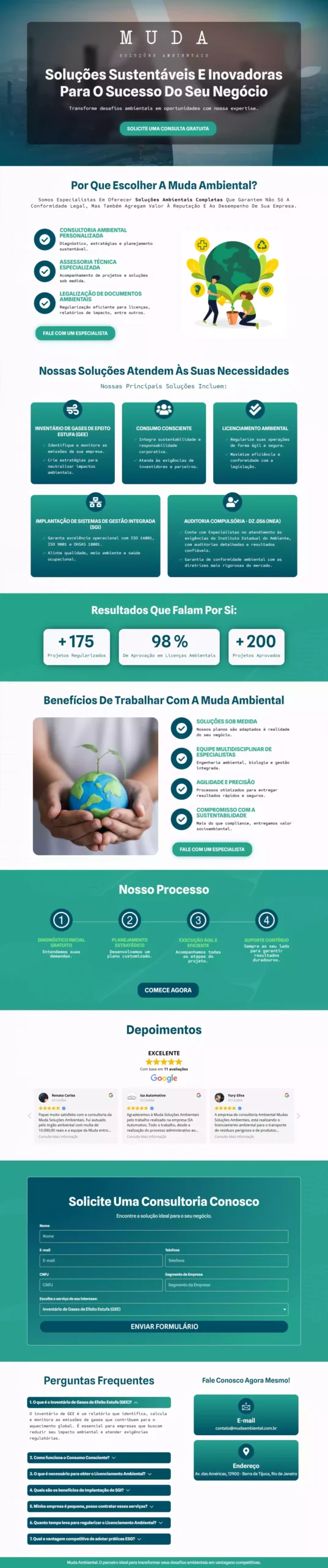 Captura completa do site Muda Ambiental